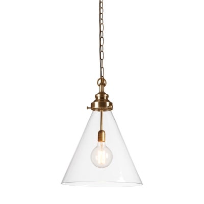 Gadsden Glass Pendant Light, Medium, Antique Brass