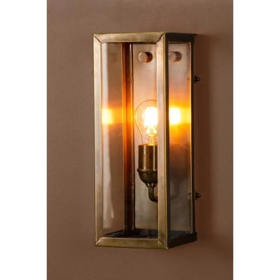 Goodman Metal & Glass Indoor / Outdoor Wall Light, Small, Antique Brass
