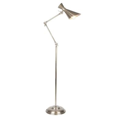 Grasshopper Brass Adjustable Floor Lamp, Antique Silver
