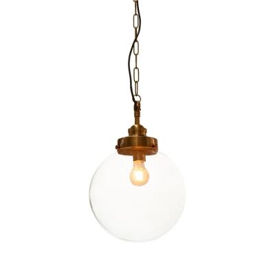 Celeste Glass Ball Pendant Light, Medium, Antique Brass