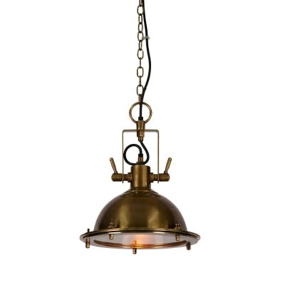 Bedford Metal Pendant Light, Antique Brass