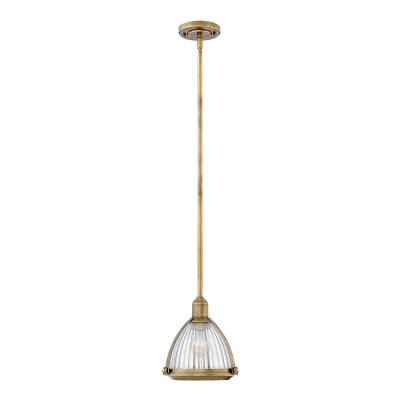 Elroy Steel & Glass Pendant Light, Heritage Brass
