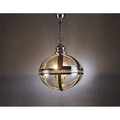 Oxford Metal & Glass Pendant Light - Silver