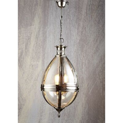Saville Metal & Glass Pendant Light, Silver