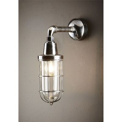Starboard IP54 Outdoor Metal Bunker Wall Sconce, Antique Silver
