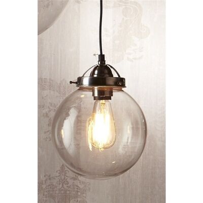 Celeste Glass Ball Pendant Light, Medium, Antique Silver