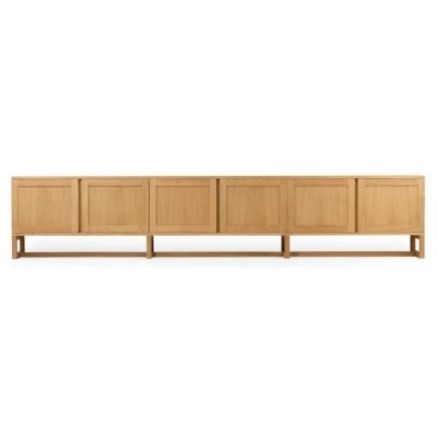 Collaroy American Oak Timber 6 Door TV Unit, Timber Door, 300cm, Natural