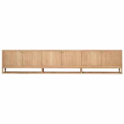 Erina American Oak Timber 6 Door TV Unit, 300cm, Natural