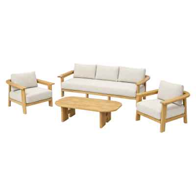 Aroha 4 Piece Acacia Timber Outdoor Lounge Set