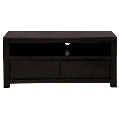Amsterdam Mahogany Timber 2 Drawer TV Unit, 120cm, Chocolate