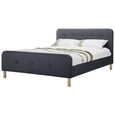 Brayden Fabric Upholstered Bed, Queen Size, Dark Grey