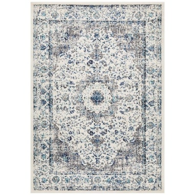 Evoke Mist Turkish Made Oriental Rug, 400x300cm, White