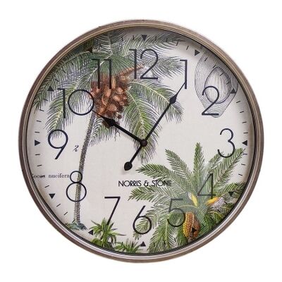 Norris & Stone Palm Cove Metal Round Wall Clock, 50cm