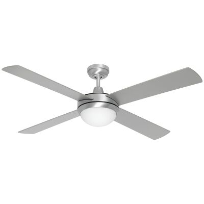 Caprice Timber Ceiling Fan with Light, 130cm/52", Brushed Steel