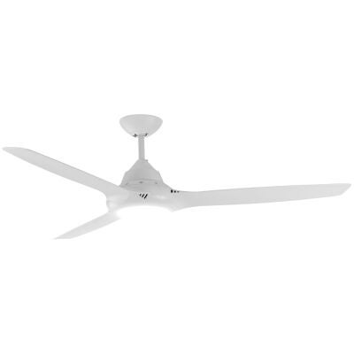 Phaser Indoor / Outdoor AC Ceiling Fan with LED Light, 147cm/58", White