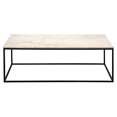 Allons Marble Topped Iron Coffee Table, 120cm, White / Black