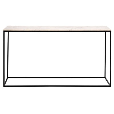 Allons Marble Topped Iron Console Table, 150cm, White / Black