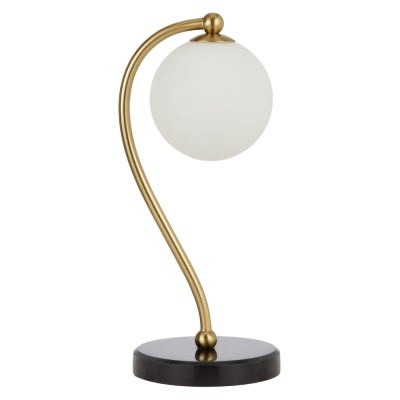 Felton Glass & Iron Table Lamp with Marble Base, Black / Opal Matt