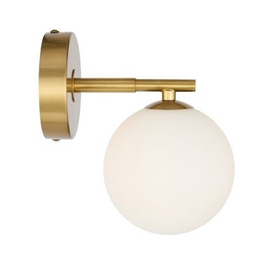 Felton Glass & Iron Wall Light, 1 Light, Antique Gold / Opal Matt