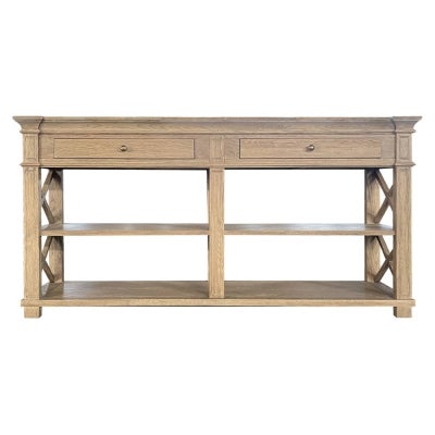 Heston Oak Timber Console Table, 160cm, Weathered Oak