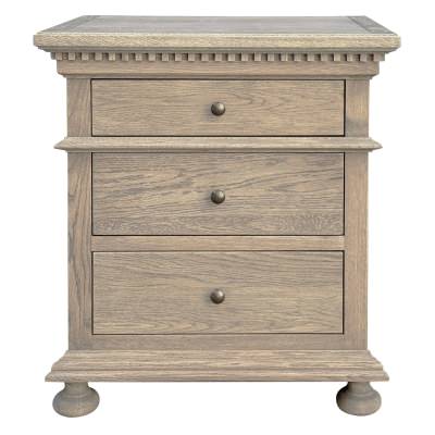 Frances Oak Timber Bedside Table, Dark Oak
