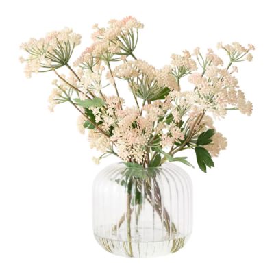Vera Artificial Angelica Mix in Glass Vase, Pink Flower