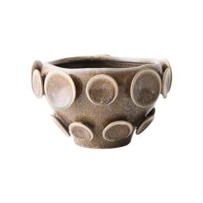 Olavi Ceramic Pot, Small, Caramel