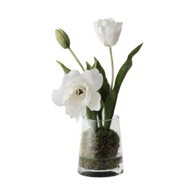 Jovelle Artificial Tulip Hybrid Mix in Glass Vase