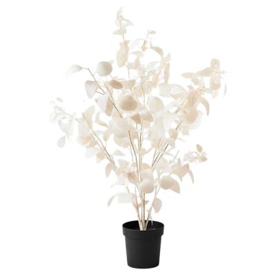 Forestia Potted Real Touch Artificial Eucalyptus Seed Plant, 128cm, Ivory