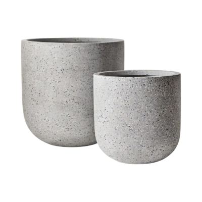 Cenzo Egg 2 Piece Poly Terrazzo Pot Set, Grey
