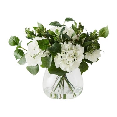 Larissa Artificial Hydrangea Mix in Glass Vase, 43cm, 