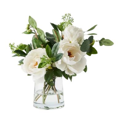 Larissa Artificial Peony Mix in Glass Vase, 36cm