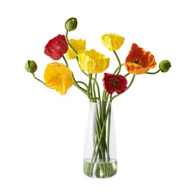 Xena Artificial Poppy Mix in Glass Vase