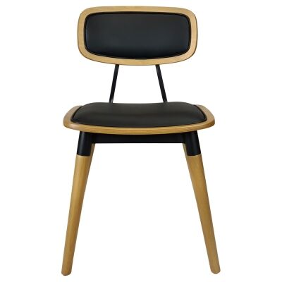 Durafurn Felix Commercial Grade Wooden Dining Chair, Vinyl Seat, Oak / Black