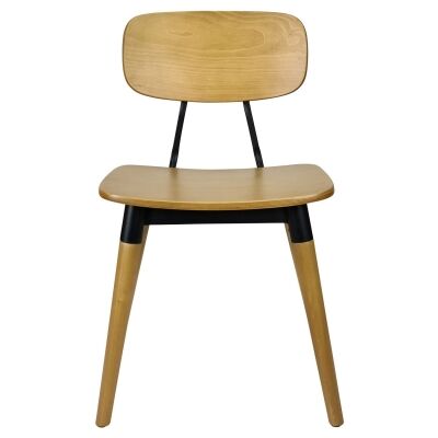 Durafurn Felix Commercial Grade Wooden Dining Chair, Wooden Seat, Oak / Black