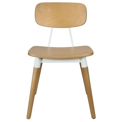 Durafurn Felix Commercial Grade Wooden Dining Chair, Wooden Seat, Oak / White