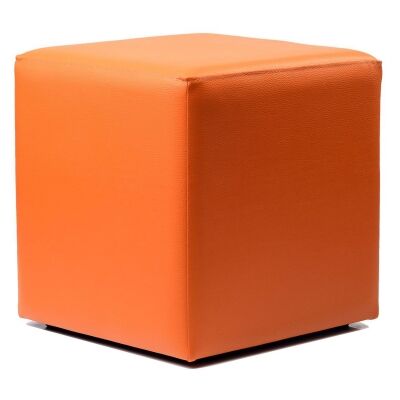 Durafurn Commercial Grade Vinyl Cube Ottoman, European Made, Orange