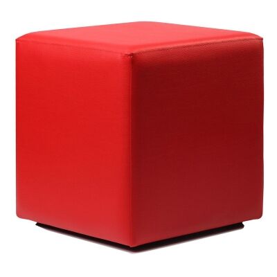 Durafurn Commercial Grade Vinyl Cube Ottoman, European Made, Red