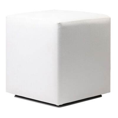 Durafurn Commercial Grade Vinyl Cube Ottoman, European Made, White