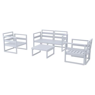 Siesta Mykonos 4 Piece Outdoor Lounge Set, 2+1+1 Seater, Silver Grey