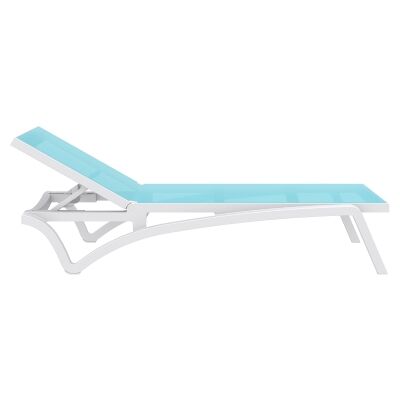 Siesta Pacific Commercial Grade Sun Lounger, White / Turquoise