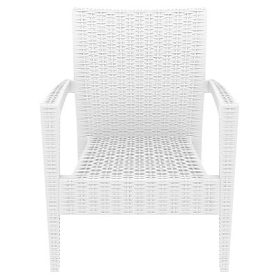 Siesta Tequila Commercial Grade Resin Wicker Outdoor Armchair, White