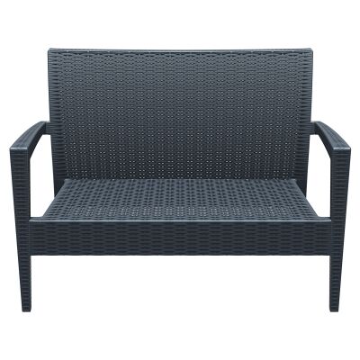 Siesta Tequila Commercial Grade Resin Wicker Outdoor Sofa, 2 Seater,  Anthracite