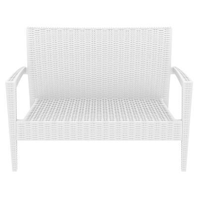 Siesta Tequila Commercial Grade Resin Wicker Outdoor Sofa, 2 Seater,  White