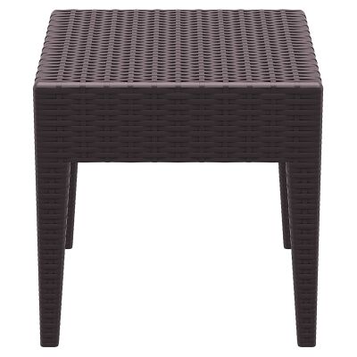 Siesta Tequila Commercial Grade Resin Wicker Outdoor Side Table, Chocolate