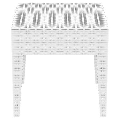 Siesta Tequila Commercial Grade Resin Wicker Outdoor Side Table, White