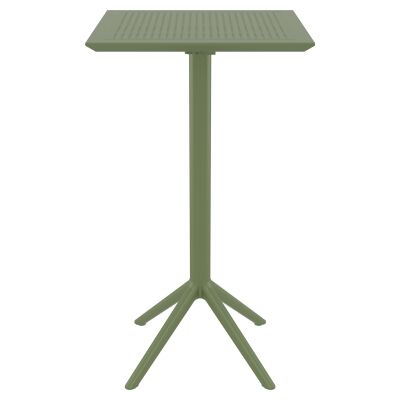 Siesta Sky Commercial Grade Indoor / Outdoor Square Folding Bar Table, 60cm, Olive Green