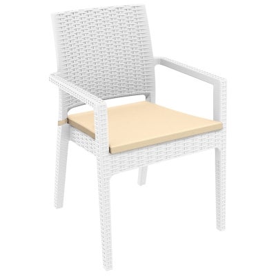 Siesta Ibiza Commercial Grade Indoor / Outdoor Dining Armchair with Cushion, White