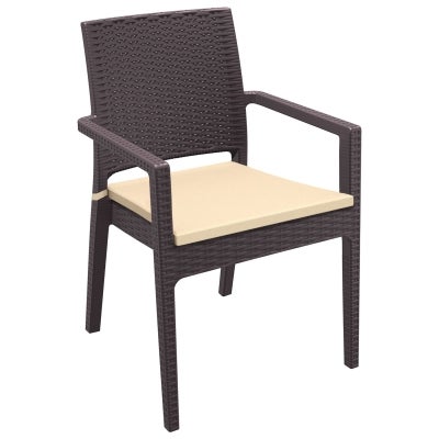 Siesta Ibiza Commercial Grade Indoor / Outdoor Dining Armchair with Cushion, Chocolate