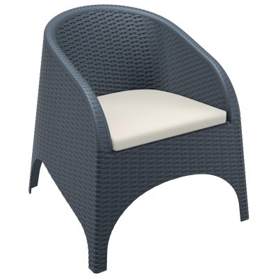 Siesta Aruba Commercial Grade Indoor / Outdoor Armchair with Cushion, Anthracite